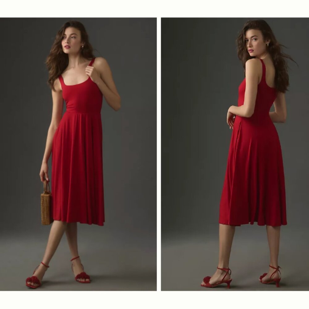 Reformation Rou Knit Midi Dress Red Size S